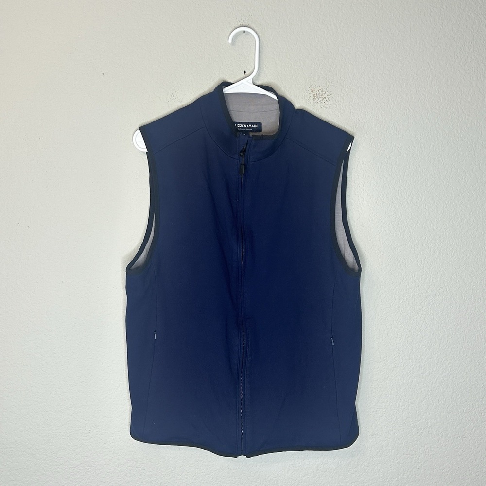 Mizzen+Main Performance Full Zip Sleeveless Vest Men's Size M Navy Blue Pockets